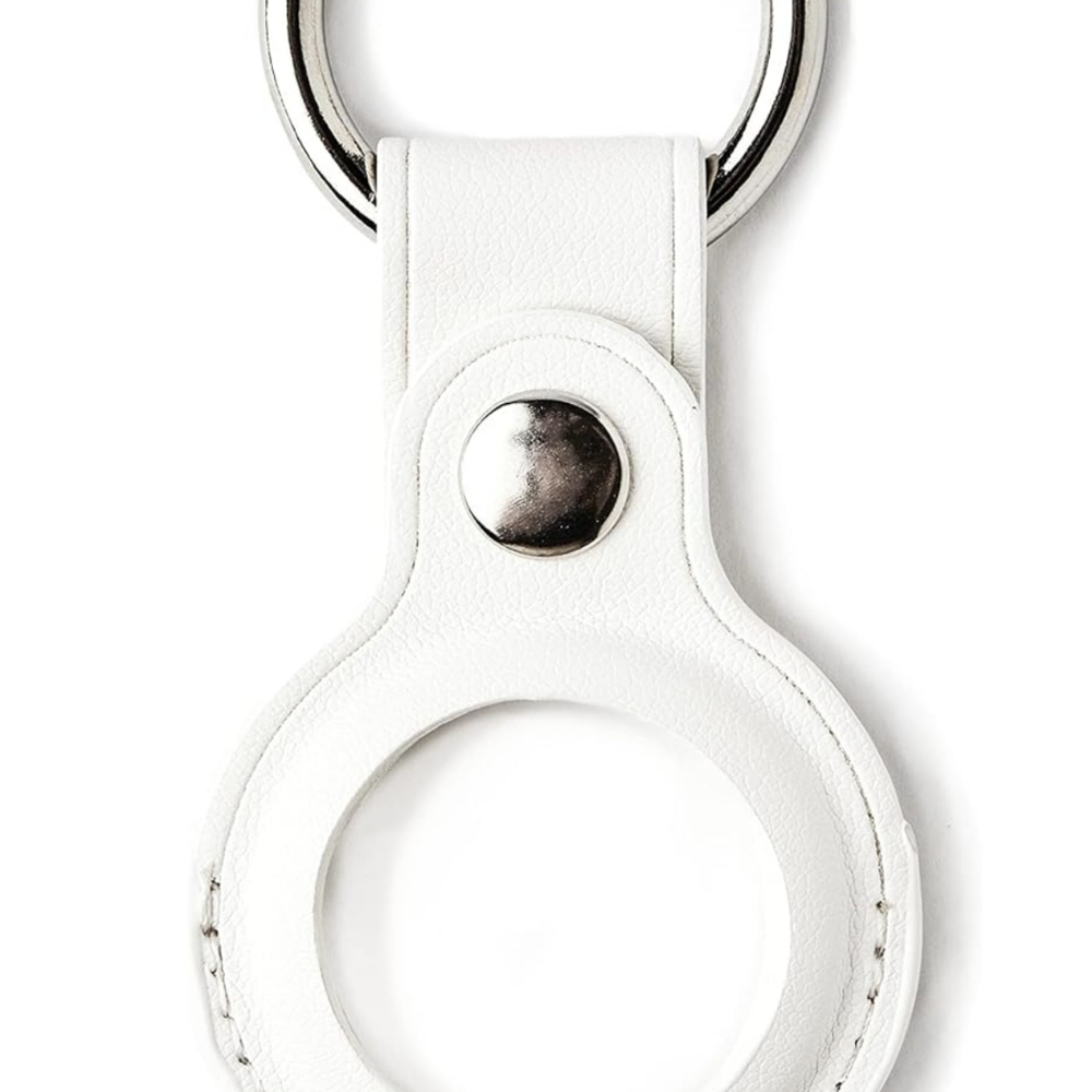 White leather key ring for airtag (12)